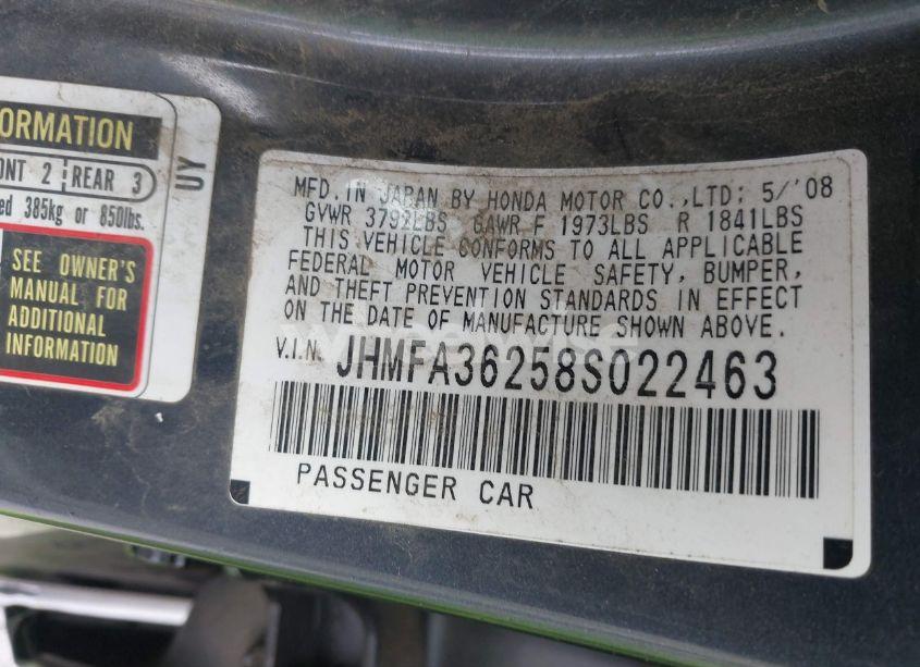 Photo 9 of 2008 Honda Civic HYBRID (VIN JHMFA36258S022463)