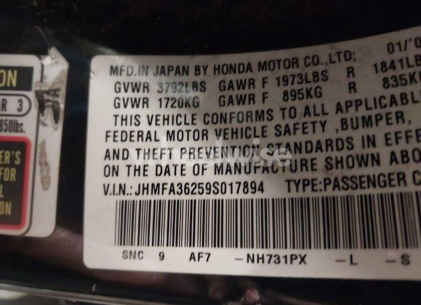 Photo 9 of 2009 Honda Civic HYBRID (VIN JHMFA36259S017894)