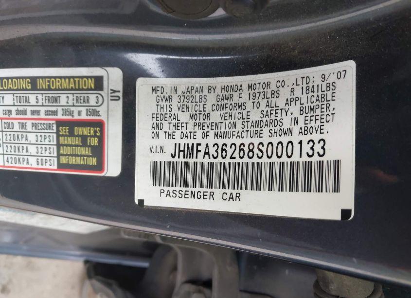 Photo 9 of 2008 Honda Civic HYBRID (VIN JHMFA36268S000133)