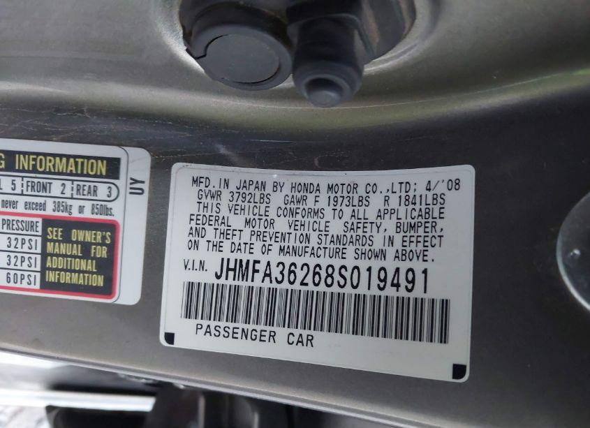 Photo 9 of 2008 Honda Civic HYBRID (VIN JHMFA36268S019491)