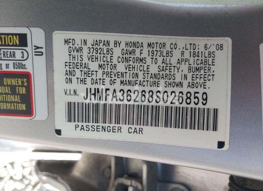 Photo 9 of 2008 Honda Civic HYBRID (VIN JHMFA36268S026859)