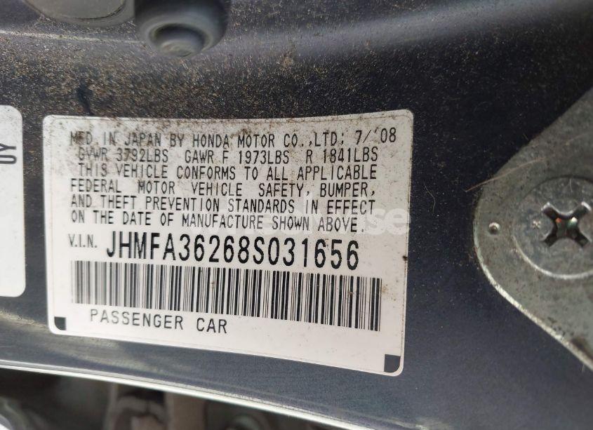 Photo 9 of 2008 Honda Civic HYBRID (VIN JHMFA36268S031656)