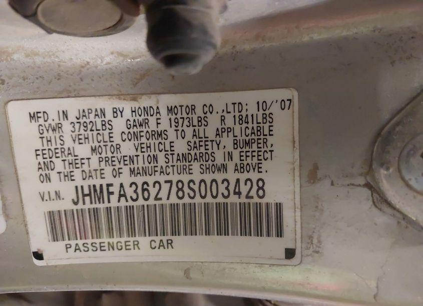 Photo 9 of 2008 Honda Civic HYBRID (VIN JHMFA36278S003428)