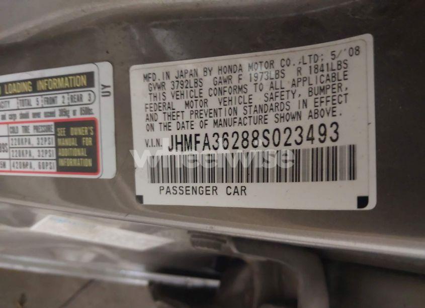 Photo 9 of 2008 Honda Civic HYBRID (VIN JHMFA36288S023493)