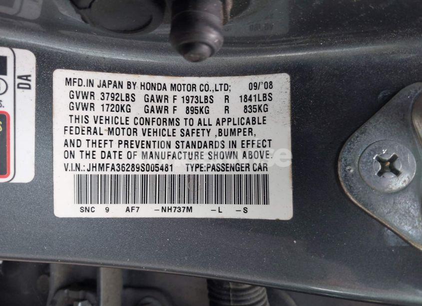 Photo 9 of 2009 Honda Civic HYBRID (VIN JHMFA36289S005481)