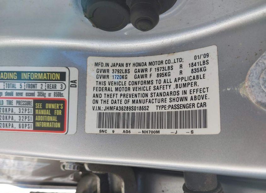 Photo 9 of 2009 Honda Civic HYBRID (VIN JHMFA36289S018652)