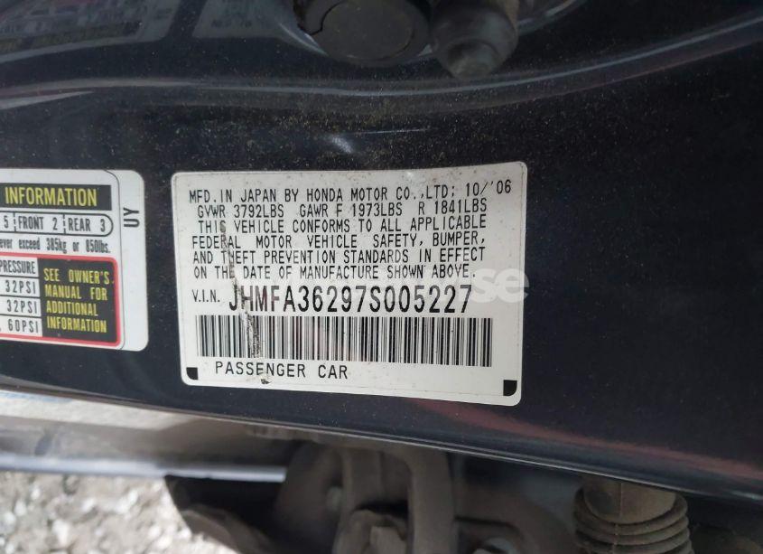 Photo 9 of 2007 Honda Civic HYBRID (VIN JHMFA36297S005227)