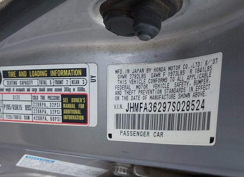 Photo 9 of 2007 Honda Civic HYBRID (VIN JHMFA36297S028524)