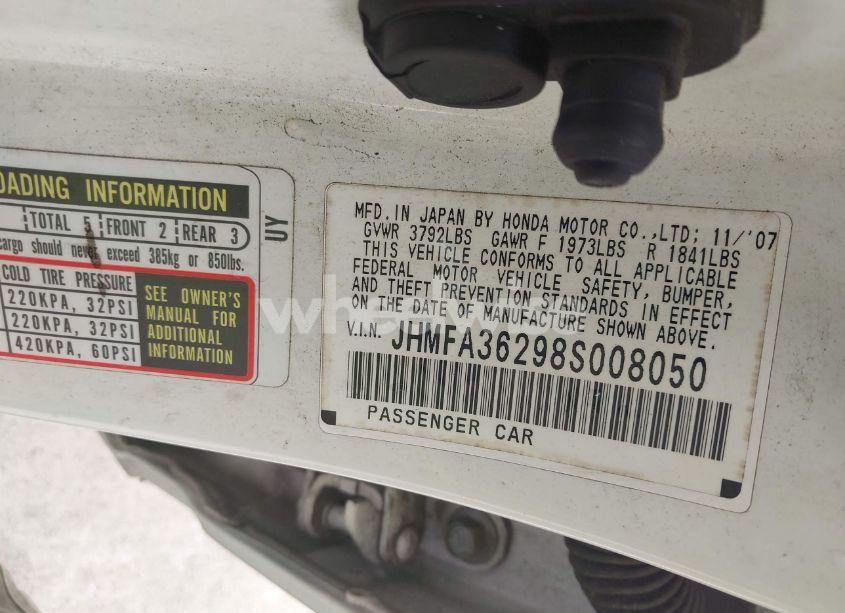 Photo 9 of 2008 Honda Civic HYBRID (VIN JHMFA36298S008050)