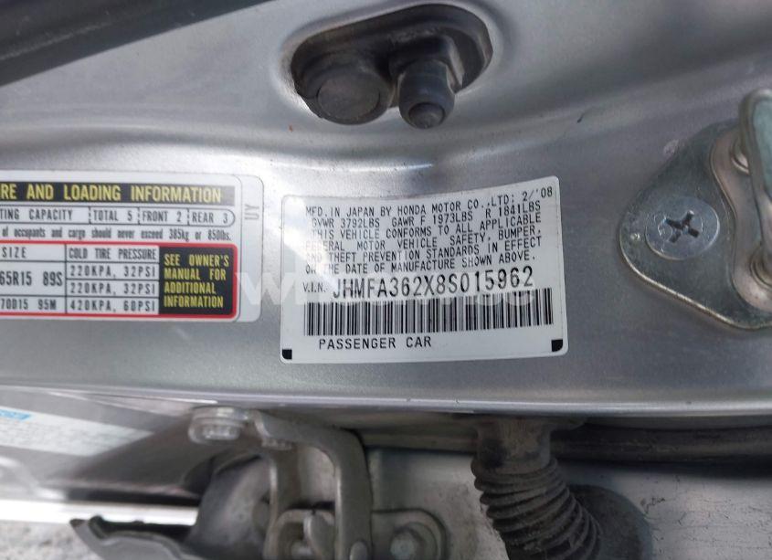 Photo 9 of 2008 Honda Civic HYBRID (VIN JHMFA362X8S015962)