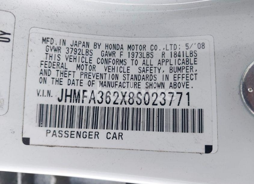 Photo 9 of 2008 Honda Civic HYBRID (VIN JHMFA362X8S023771)