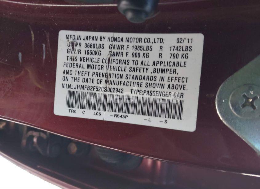 Photo 9 of 2012 Honda Civic LX (VIN JHMFB2F52CS002942)