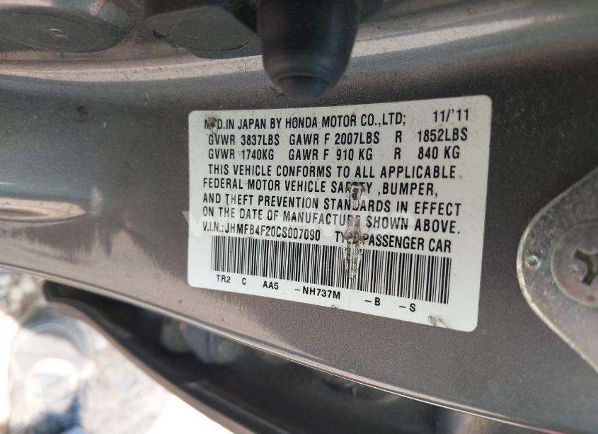 Photo 9 of 2012 Honda Civic HYBRID (VIN JHMFB4F20CS007090)