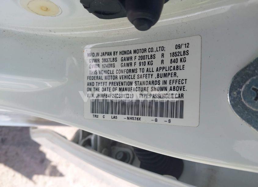 Photo 9 of 2012 Honda Civic HYBRID (VIN JHMFB4F24CS011319)