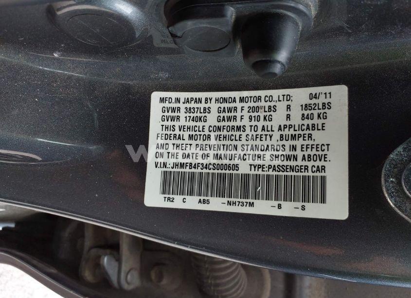 Photo 9 of 2012 Honda Civic HYBRID (VIN JHMFB4F34CS000605)