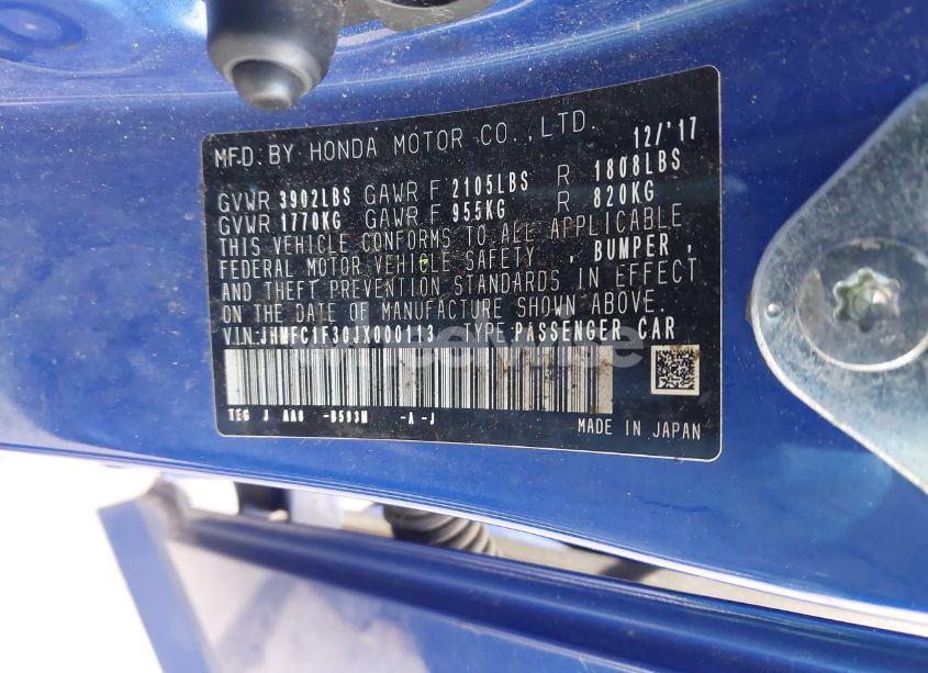 Photo 9 of 2018 Honda Civic EX-T (VIN JHMFC1F30JX000113)