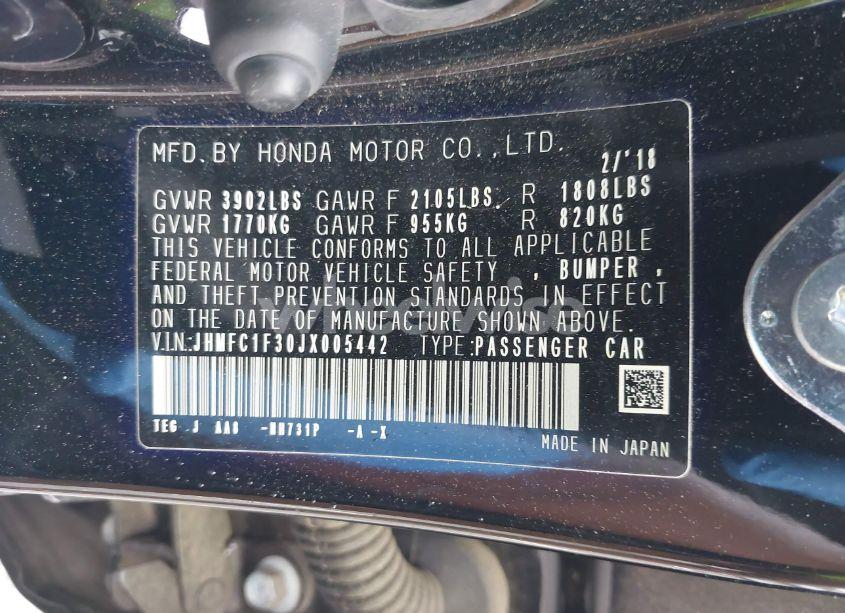 Photo 9 of 2018 Honda Civic EX-T (VIN JHMFC1F30JX005442)