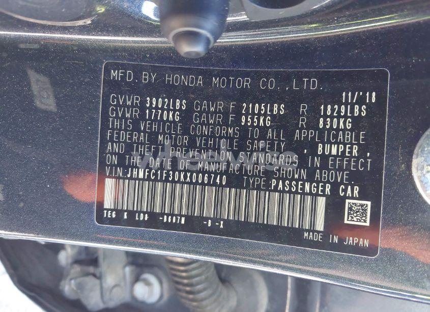 Photo 9 of 2019 Honda Civic EX (VIN JHMFC1F30KX006740)