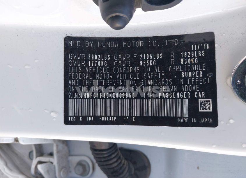 Photo 9 of 2019 Honda Civic EX (VIN JHMFC1F30KX006950)