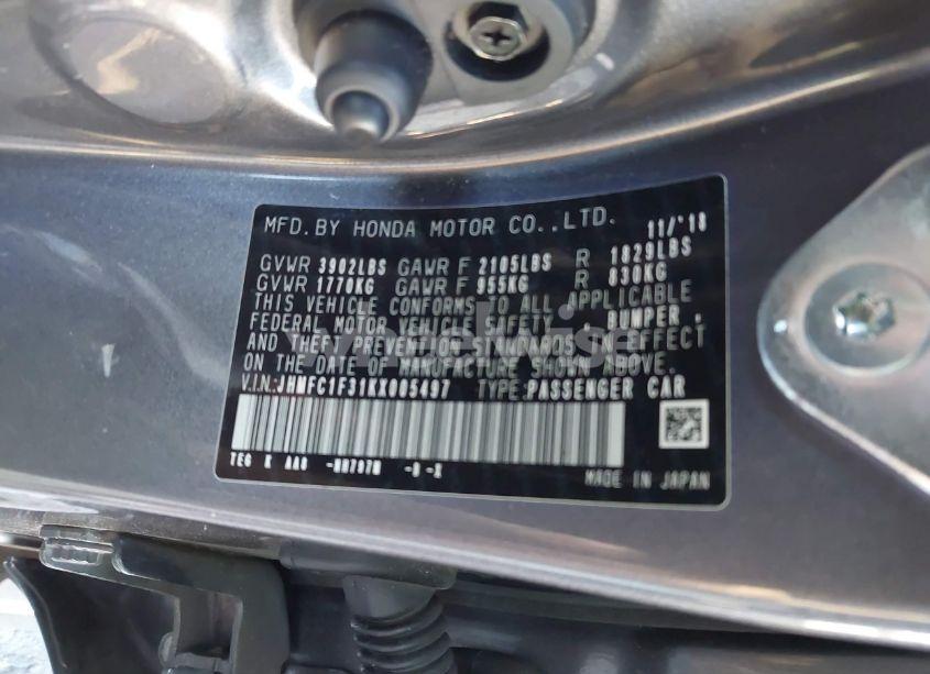 Photo 9 of 2019 Honda Civic EX (VIN JHMFC1F31KX005497)