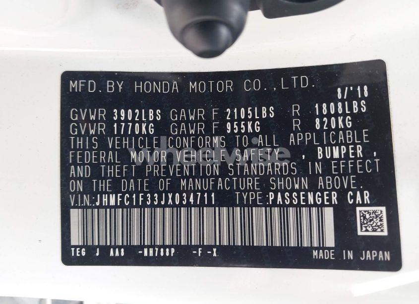 Photo 9 of 2018 Honda Civic EX-T (VIN JHMFC1F33JX034711)