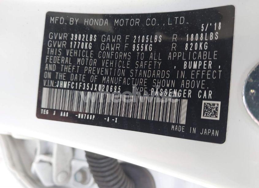 Photo 9 of 2018 Honda Civic EX-T (VIN JHMFC1F35JX020695)