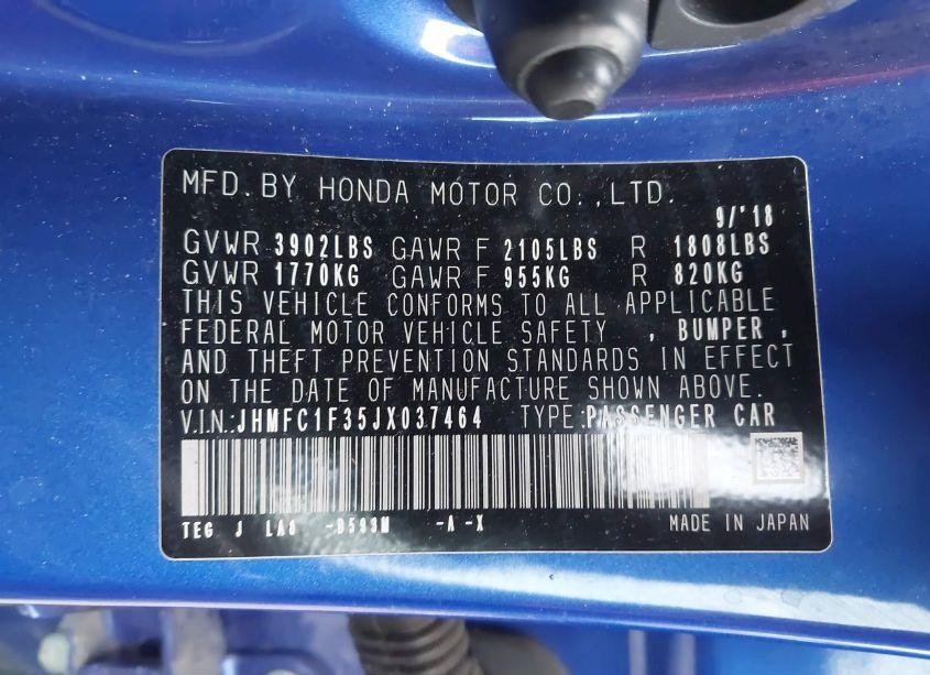 Photo 9 of 2018 Honda Civic EX-T (VIN JHMFC1F35JX037464)