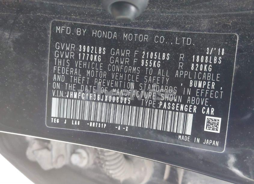 Photo 9 of 2018 Honda Civic EX-T (VIN JHMFC1F36JX008085)