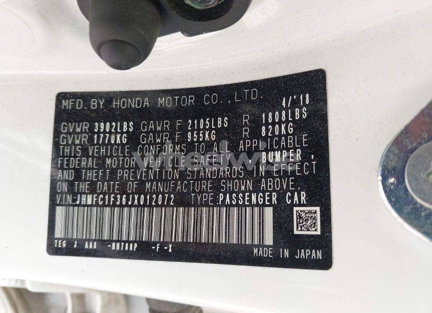 Photo 9 of 2018 Honda Civic EX-T (VIN JHMFC1F36JX012072)