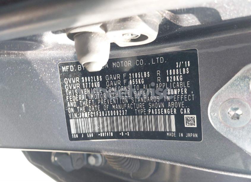 Photo 9 of 2018 Honda Civic EX-T (VIN JHMFC1F38JX009237)