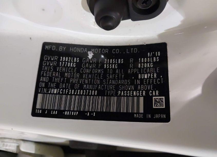 Photo 9 of 2018 Honda Civic EX-T (VIN JHMFC1F38JX037300)