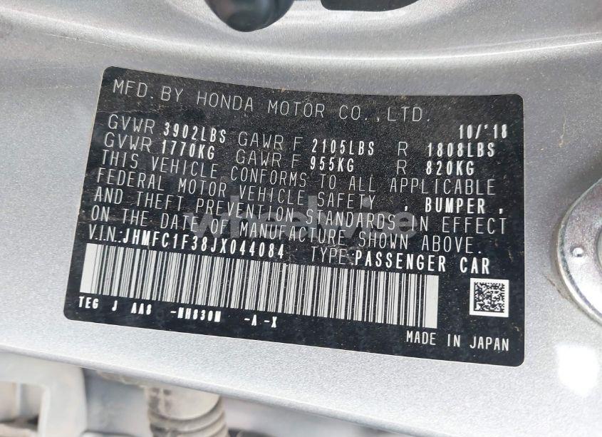 Photo 9 of 2018 Honda Civic EX-T (VIN JHMFC1F38JX044084)