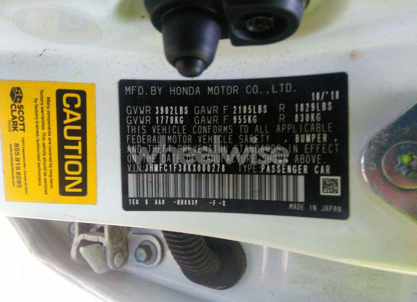 Photo 9 of 2019 Honda Civic EX (VIN JHMFC1F38KX000278)