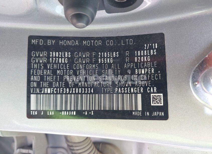 Photo 9 of 2018 Honda Civic EX-T (VIN JHMFC1F39JX003334)