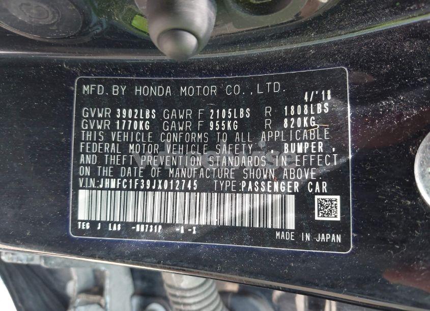 Photo 9 of 2018 Honda Civic EX-T (VIN JHMFC1F39JX012745)