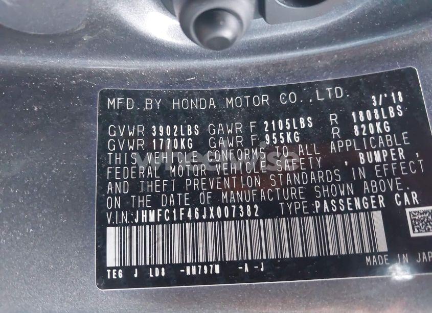 Photo 9 of 2018 Honda Civic EX-T (VIN JHMFC1F46JX007382)