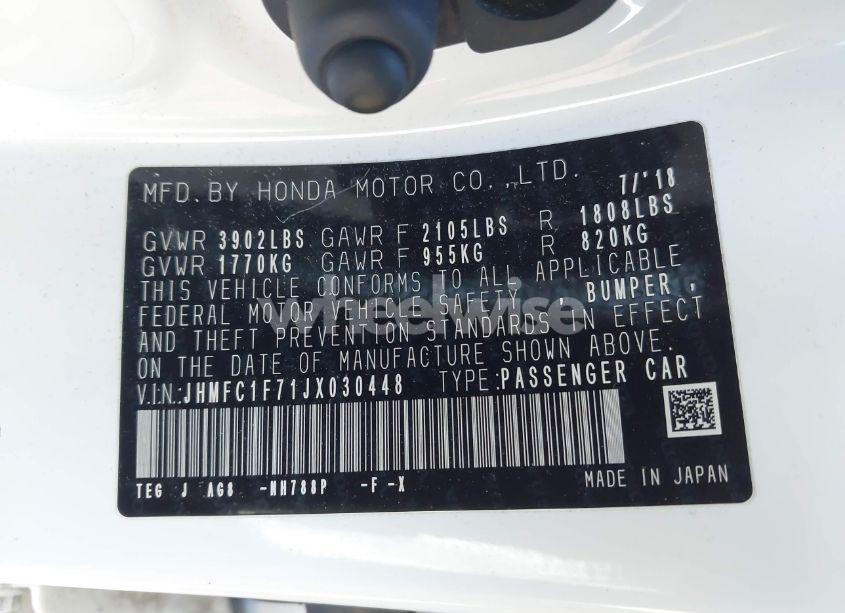 Photo 9 of 2018 Honda Civic EX-L (VIN JHMFC1F71JX030448)