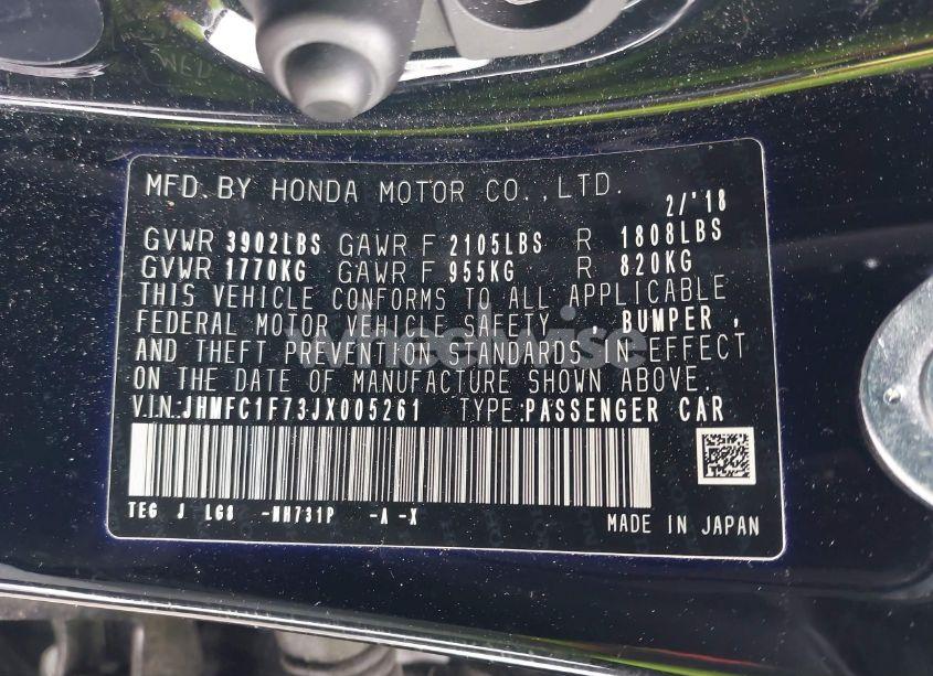 Photo 7 of 2018 Honda Civic EX-L (VIN JHMFC1F73JX005261)