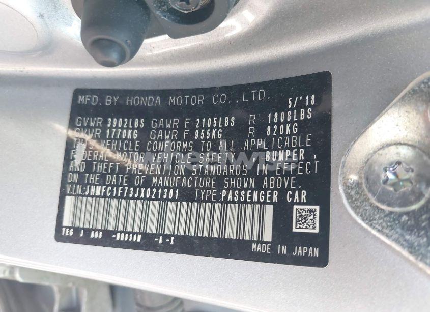 Photo 9 of 2018 Honda Civic EX-L (VIN JHMFC1F73JX021301)