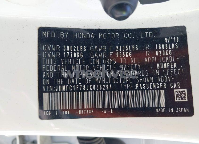 Photo 9 of 2018 Honda Civic EX-L (VIN JHMFC1F78JX036294)