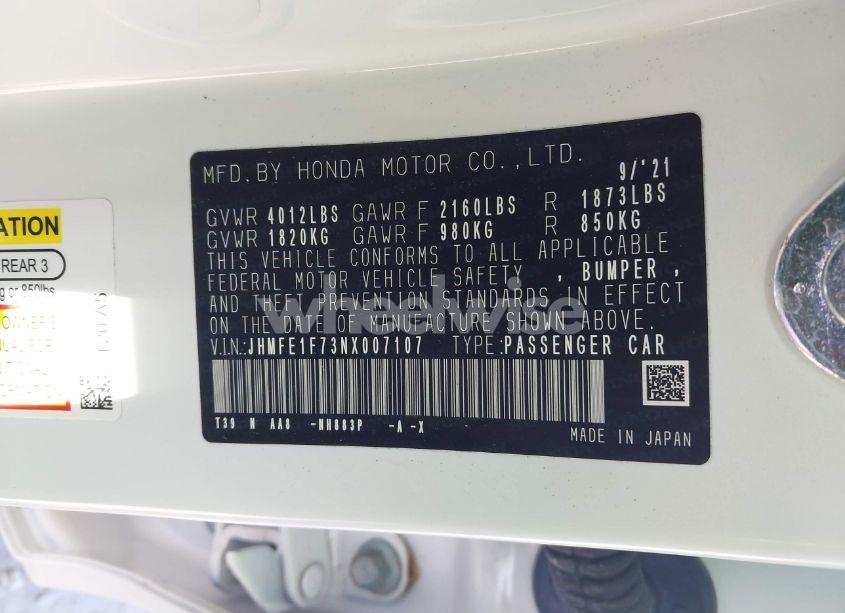 Photo 9 of 2022 Honda Civic EX (VIN JHMFE1F73NX007107)