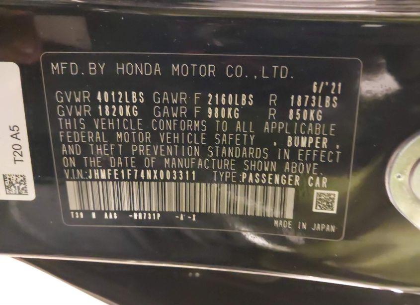 Photo 9 of 2022 Honda Civic EX (VIN JHMFE1F74NX003311)