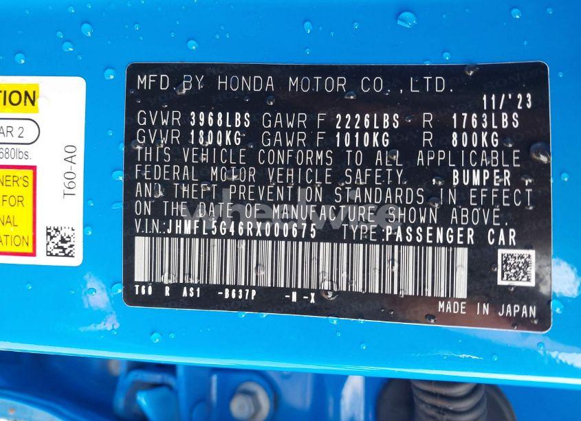 Photo 9 of 2024 Honda Civic TYPE R BASE (M6) (VIN JHMFL5G46RX000675)