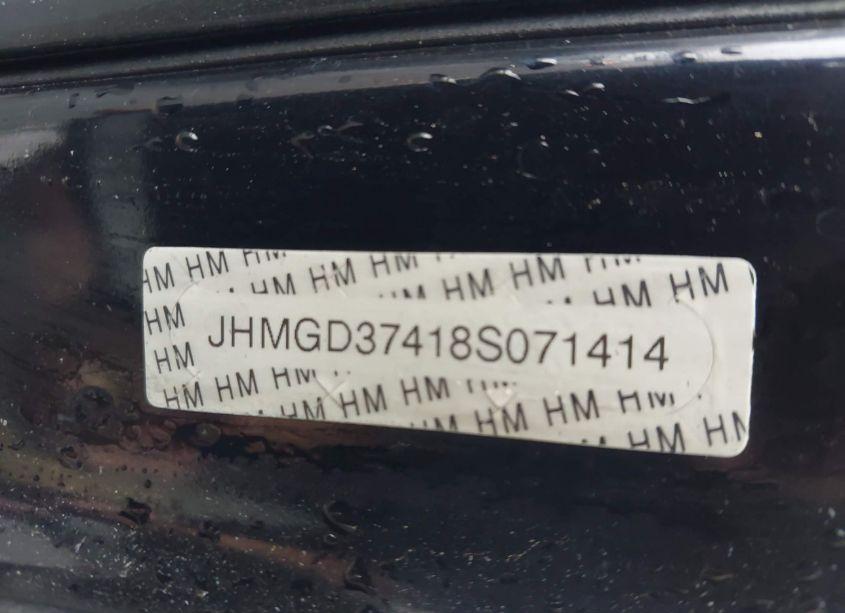 Photo 9 of 2008 Honda Fit (VIN JHMGD37418S071414)