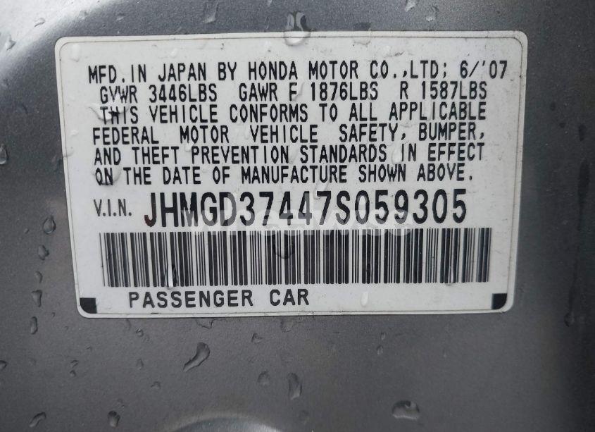 Photo 9 of 2007 Honda Fit (VIN JHMGD37447S059305)