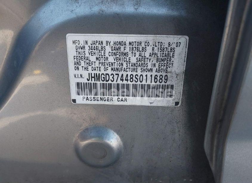 Photo 9 of 2008 Honda Fit (VIN JHMGD37448S011689)
