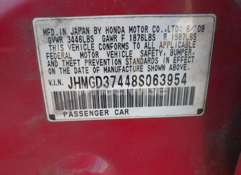 Photo 9 of 2008 Honda Fit (VIN JHMGD37448S063954)