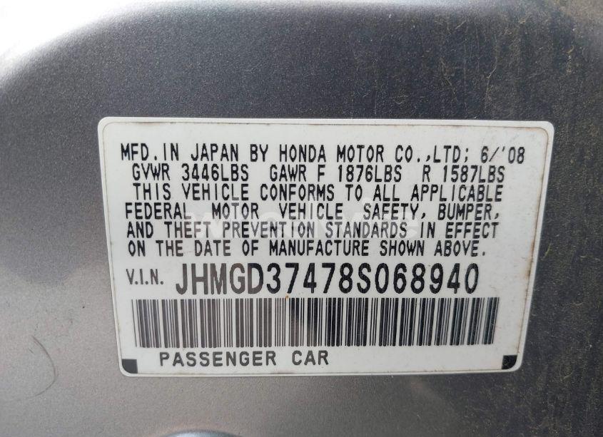 Photo 9 of 2008 Honda Fit (VIN JHMGD37478S068940)