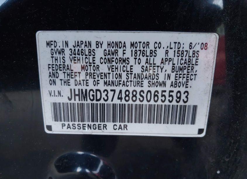 Photo 9 of 2008 Honda Fit (VIN JHMGD37488S065593)