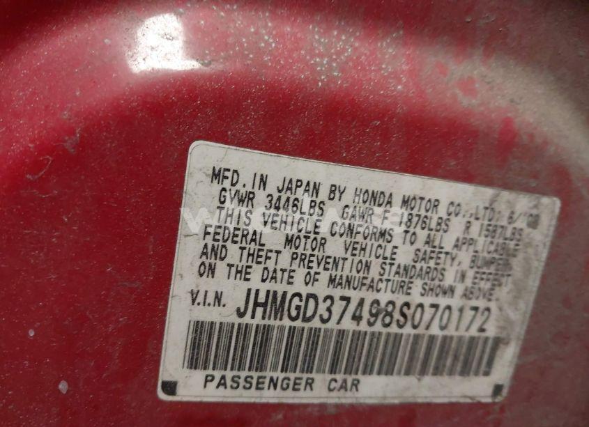 Photo 9 of 2008 Honda Fit (VIN JHMGD37498S070172)